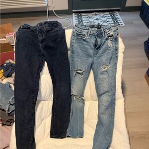 Hollister Light Blue Skinny Jeans & Amazon Essentials Dark Blue Skinny Jeans